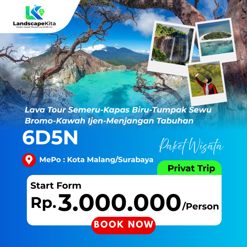 LAVA TOUR SEMERU-KAPAS BIRU-TUMPAK SEWU-BROMO-KAWAH IJEN-MENJANGAN TABUHAN 6D5N